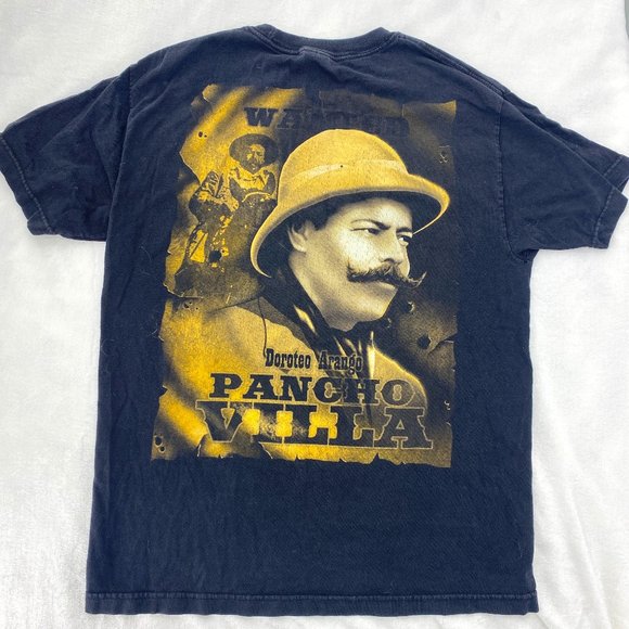 Vintage Diamond Star Men's Black Pancho Villa Mexican Revolution T-shirt L 90's - Picture 1 of 8